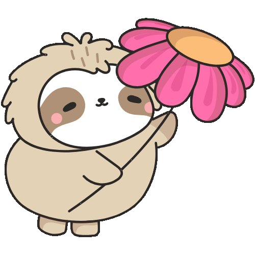 Slothie holding a flower